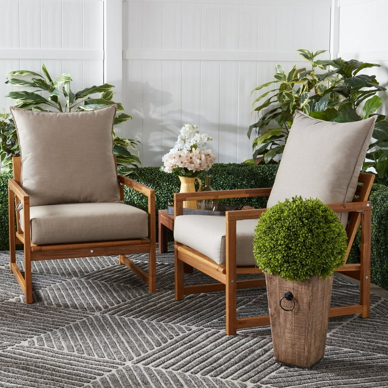 Sunbrella Fabric Cast Slate 2 Piece Reversible Outdoor Deep Seat Cushion Set