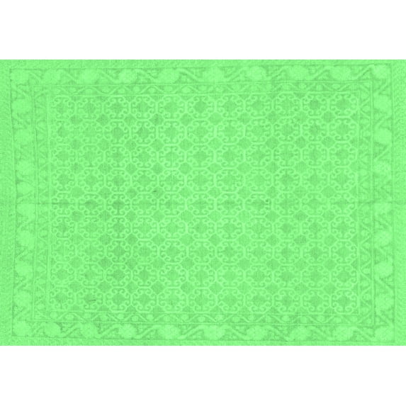 Ahgly Company Indoor Rectangle Oriental Emerald Green Modern Area Rugs, 7' x 10'