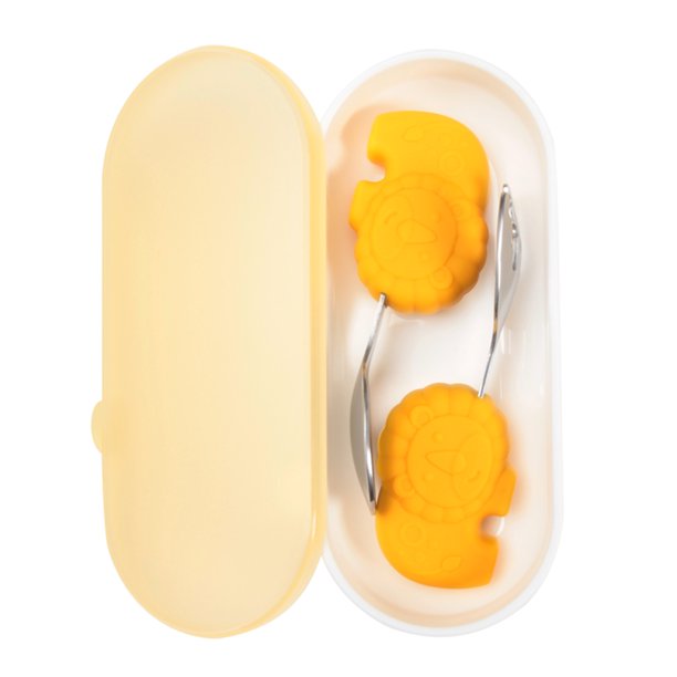 Juego de cuchara y tenedor para bebés Utensilios de autoalimentación con estuche de transporte