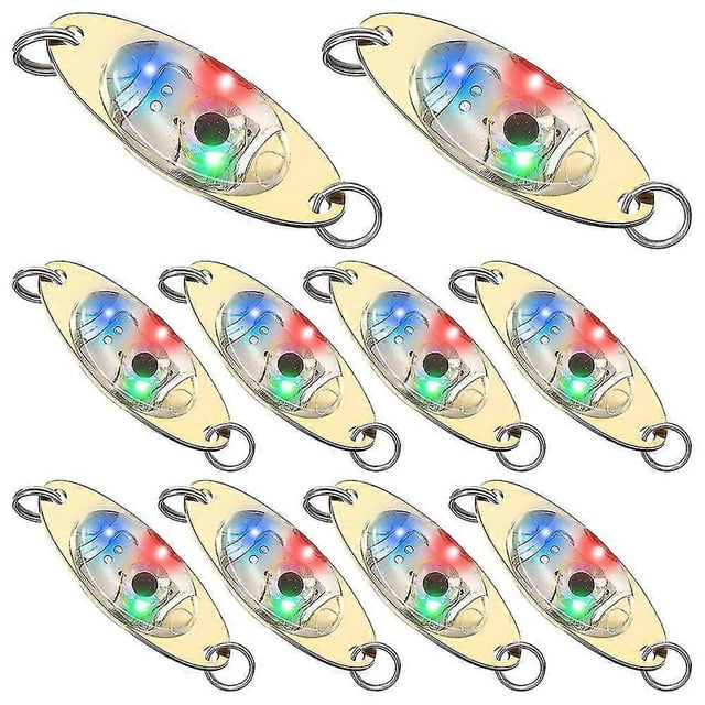 10 Pcs Led Fishing Lures Fishing Spoons Underwater Flasher Bass Halibut Flasher Trolling Deep Drop