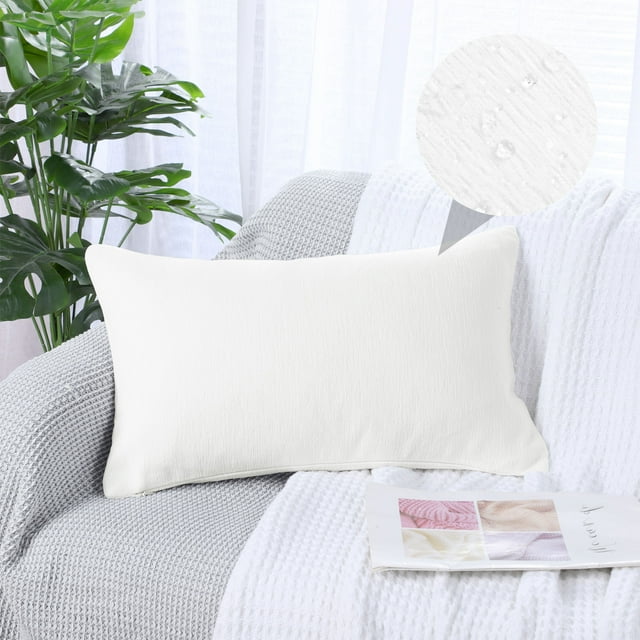 PiccoCasa Housses de Coussin Imperméables Blanches 12x20 Pouces