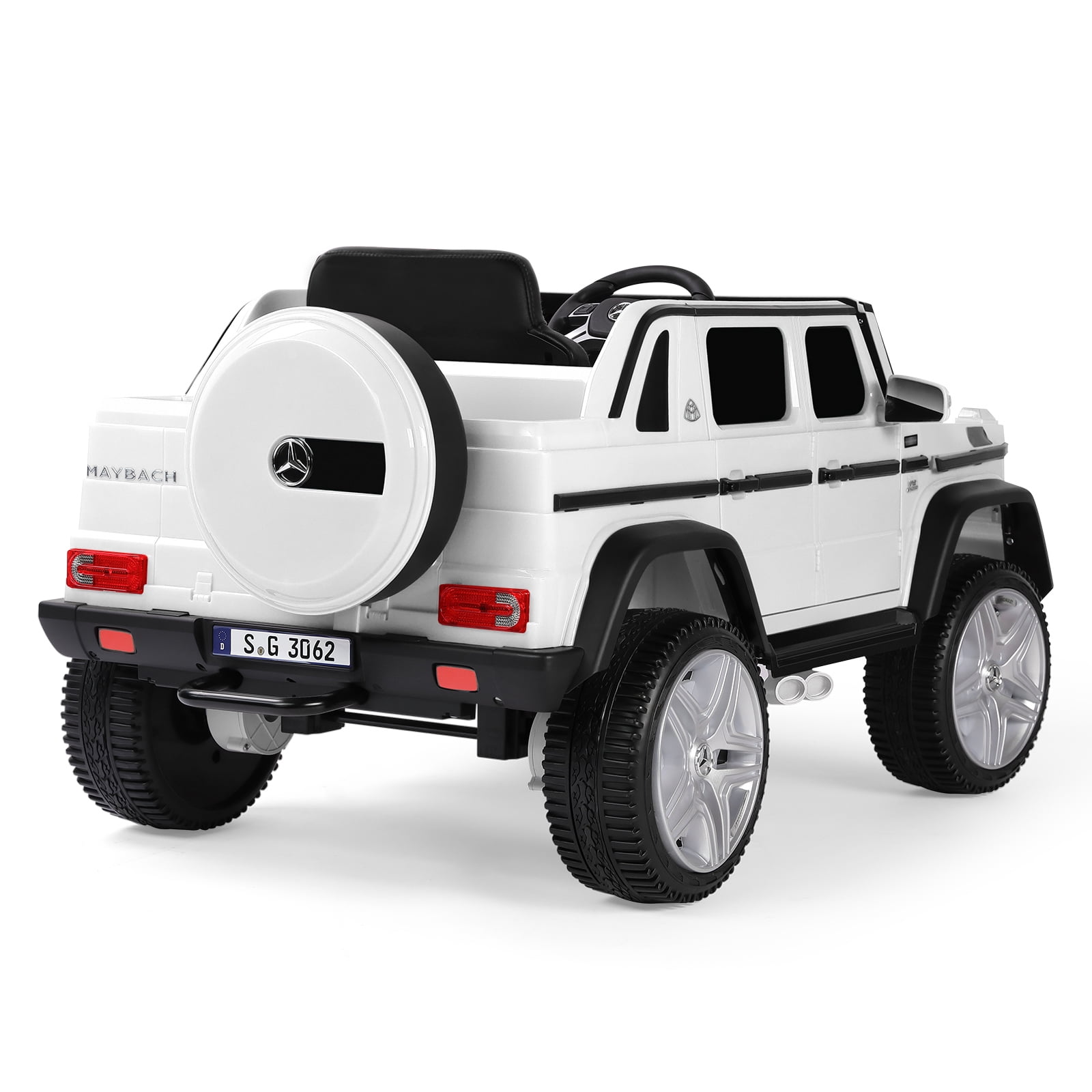 12V Battery Licensed Mercedes-Benz Kids Ride on Car Electric Toy Truck w/Remote Control, 3 Speeds, LED Lights, Bluetooth, Music(White)
