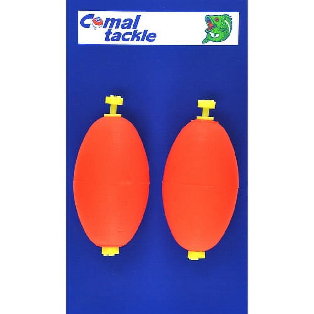 (2 pack) Comal Oval Snap-On Fishing Bobbers, Red, 2.5-Inch, 2-Pack