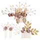 thumbnail image 1 of 1 juego de horquillas de flores para el pelo, peinetas decorativas para el pelo con diamantes de imitación, tocado de novia, tocado floral, adornos para el pelo de boda para mujer, 1 of 7