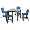 thumbnail image 5 of 5-piece Counter Height Dining Table Set with One Faux Marble Dining Table and Four Upholstered-Seat Chairs,Counter Height Dining Set Suitable for Kitchen and Living room,Blue, 5 of 7