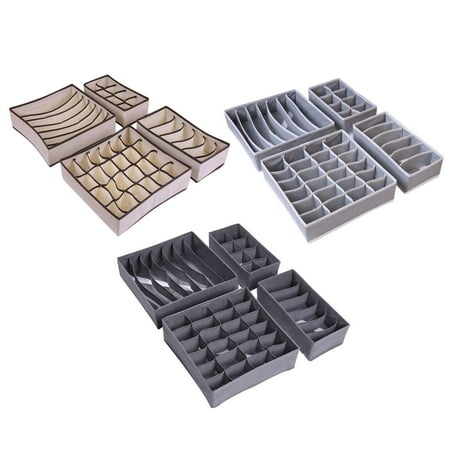 

MEGAWHEELS Drawer Underwear Organizer|4 Pcs Underwear Drawer|Fabric Foldable Bra Lingerie Storage Basket Organizers and Storage Bins for Undies Ties Socks