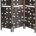 thumbnail image 4 of Contemporary 3 Panel Wooden Screen with Square Log Cut Inset, Brown - Saltoro Sherpi, 4 of 5