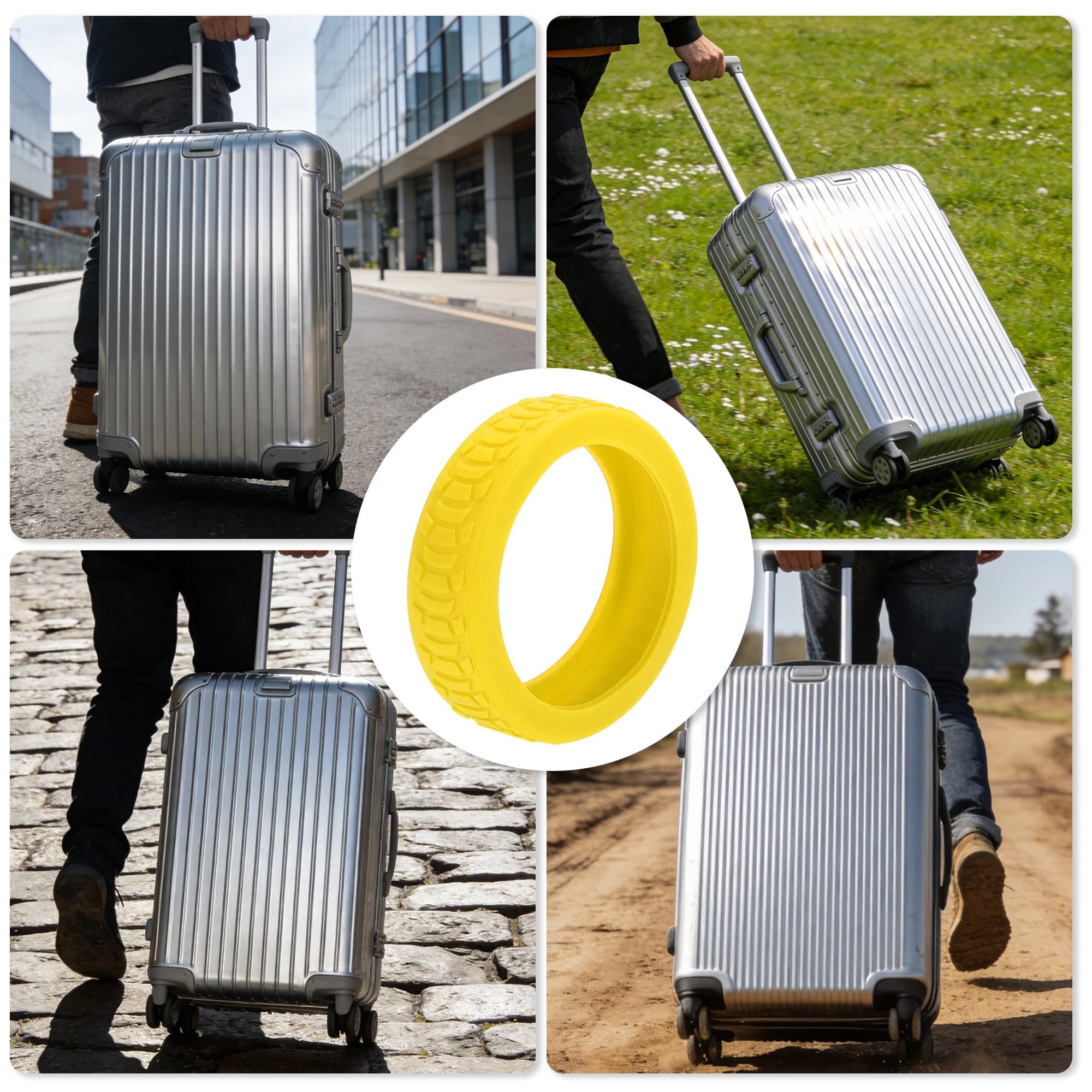 Unique Bargains Durable Convenient Luggage Wheel Covers for Travel 4Pcs Yellow