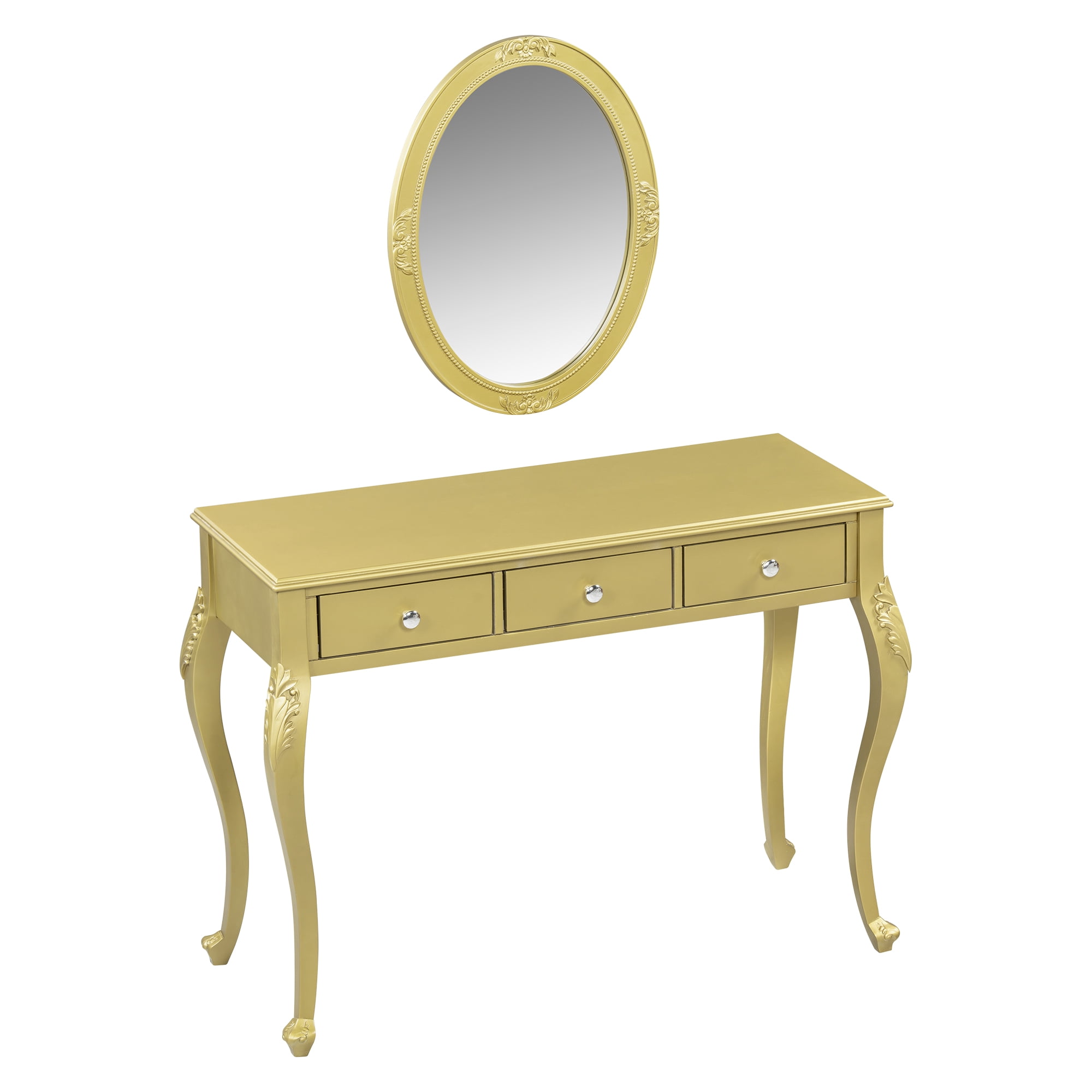 Euroco Vintage Vanity Desk– Elegant Makeup Table with Carved Details and Compact Design