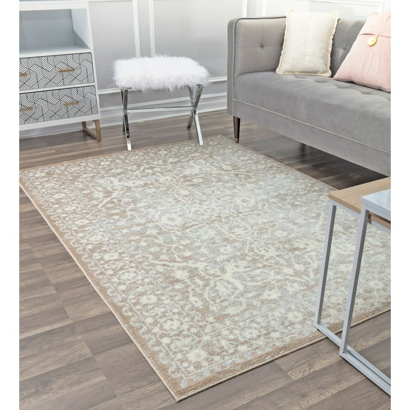 Rugs America Lennox LX20A Vanilla Oriental Transitional Cream Area Rug, 2'x4'