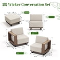 thumbnail image 6 of Ebello Outdoor Sofas & Sectionals - 4 Seater Wicker Sofa and 2 Ottomans Gathering Seating with Thick Cushions Brown & Beige - 4S-18, 6 of 8