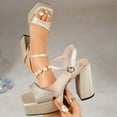 thumbnail image 5 of SACFOF Platform Sandals Women High Heels Fish Mouth Open Toe Platform Heels Chunky Heel Ankle Strap Wedding Party Dress Shoes, 5 of 6