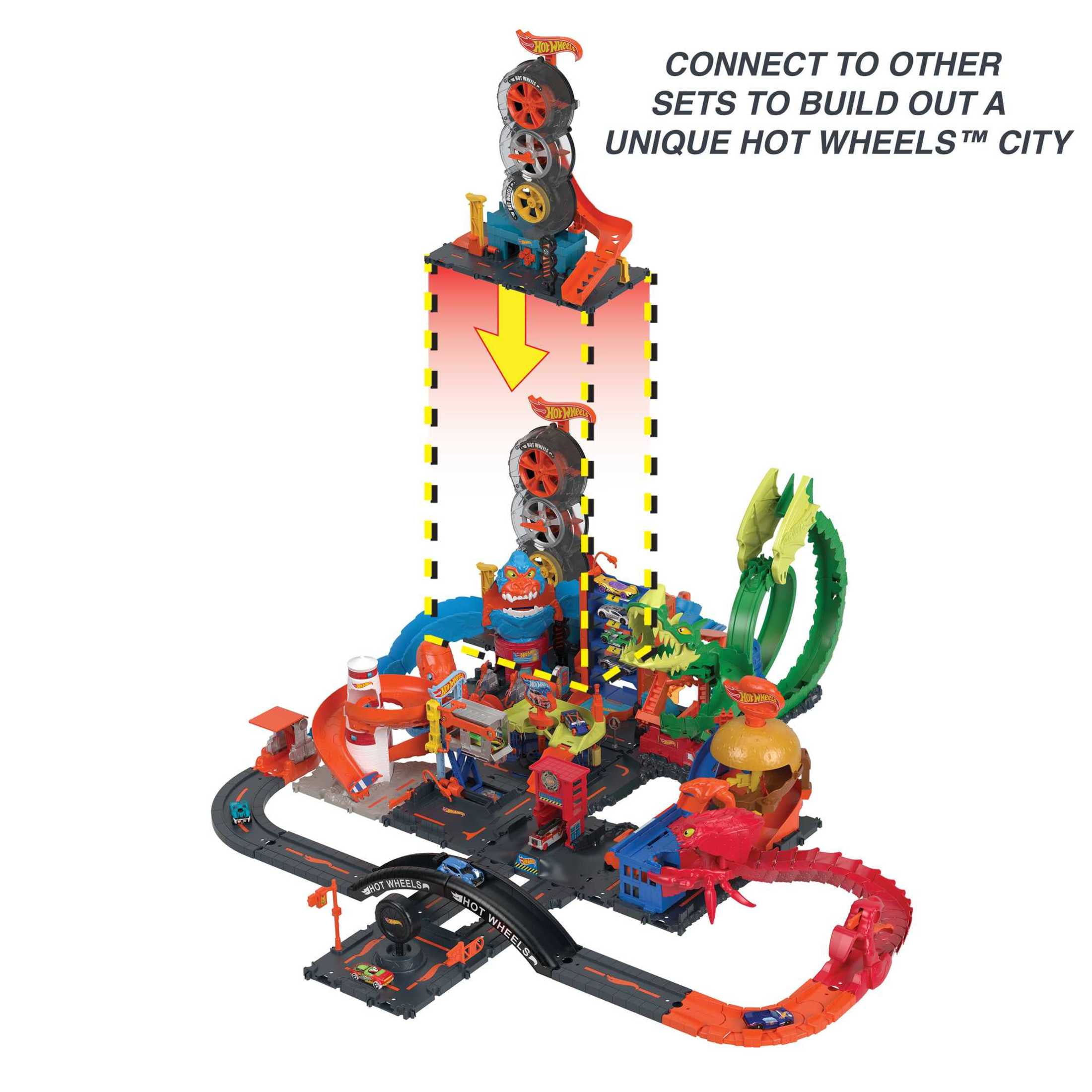 Hot Wheels Multi Track City Super Twist Tire Shop Playset 1 64 Scale Toy Car Walmart