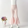 thumbnail image 2 of PINQI Children's Girls Fashion Flare Leggings Stretch Cotton Hem Pants Oversized Flare Pants Kids Girls Solid Color Dance Bell Bottoms(Pink-1,1-2 Years), 2 of 3