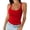 Red, variant on Women's Sleeveless Tank Top Form Fitting Scoop Neck Ribbed Knit Basic Cami Shirts White XS