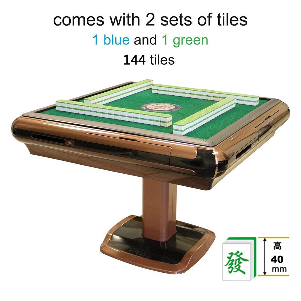 Chinese Style Automatic Mahjong Table Folding Pedestal MaJiang w/ 2