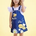thumbnail image 2 of Jinhomg Cute Dresses for Little Girls Funny Bee Cartoon Bee Prints Midi Dress Casual Flutter Sleeve Fake Two Pieces Summer Dresses Toddler Kids Princess Dress Purple 6 Months, 2 of 8