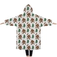 thumbnail image 2 of Oversized Wearable Blanket Hoodie,White Bigfoot and Tree Pattern Sherpa Blanket Hoodie with Super Pockets,Super Warm Fuzzy Pullover for Women & Men, 2 of 6