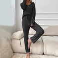 thumbnail image 2 of Timegard Lounge Sets for Women Long Sleeve Button Tops Straight Leg Pants Fall Solid Color Comfy Outfits, 2 of 7
