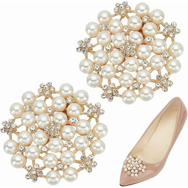 1 par de adornos para zapatos con forma de flor y diamantes de imitación. Adornos para zapatos de novia o boda.
