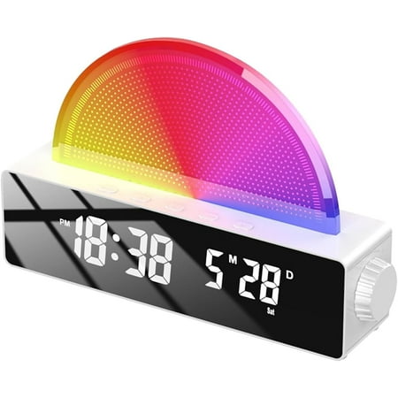 Alarm Clock Bedside Powered with Led Night Light Wake Up Sunrise Electric Silent Non Ticking Digital Alarm Clocks for Heavy Sleepers Snooze with Large Display Temperature (White, One Size)