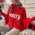 thumbnail image 5 of Women's Christmas Sweaters Long Sleeve Turtleneck Letter Embroidery Pullover Casual Knit Tops, 5 of 8