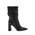 thumbnail image 2 of Vince Camuto Ambie Black Leather Slouch Pointed Boot Mid Calf Block Heel Booties (Black Leather, 7), 2 of 4