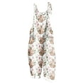 thumbnail image 3 of JURANMO Flash Sales of The Day Women's Plus Size Jumpsuits Cotton and Linen Spaghetti Strap Wide Leg Rompers Casual Loose Cute Easter Overalls with Pockets Multicolor M, 3 of 6