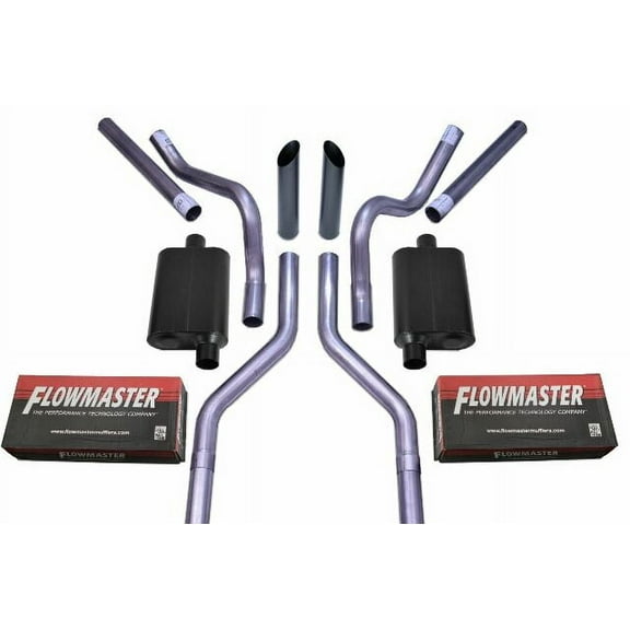 Chevy GMC C10 63-72 2.5" Dual Exhaust Kits Flowmaster 40 Series Black Corner E