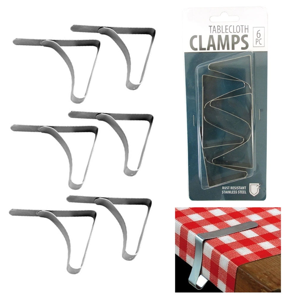 Steel Table Tablecloth Holder ClipsPicnic Metal Pegs 6 Pcs Prom New Cloth Cover 