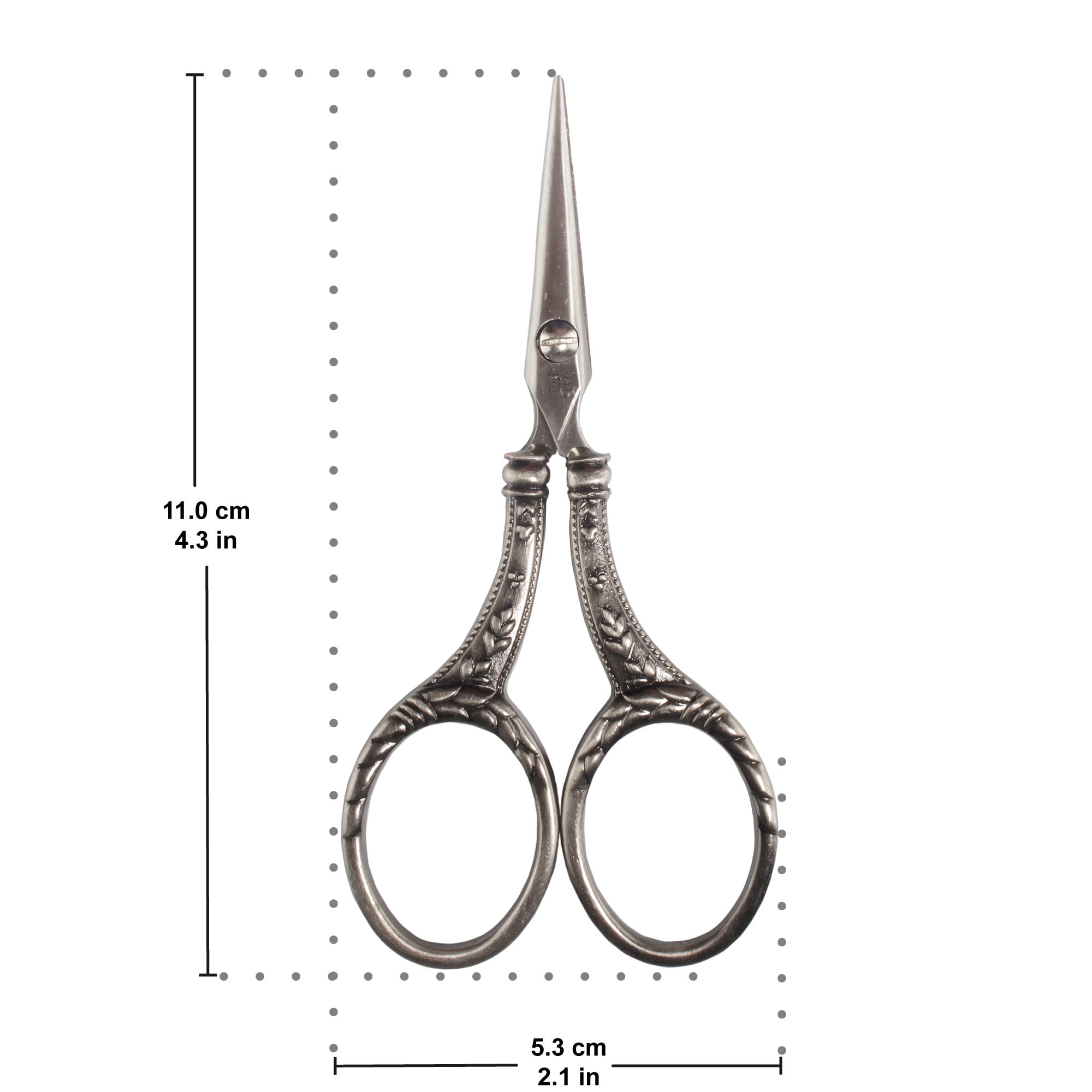 JubileeYarn Heirloom Craft Embroidery Scissors w/ Decorative Cast Floral Handles - Antique Silver
