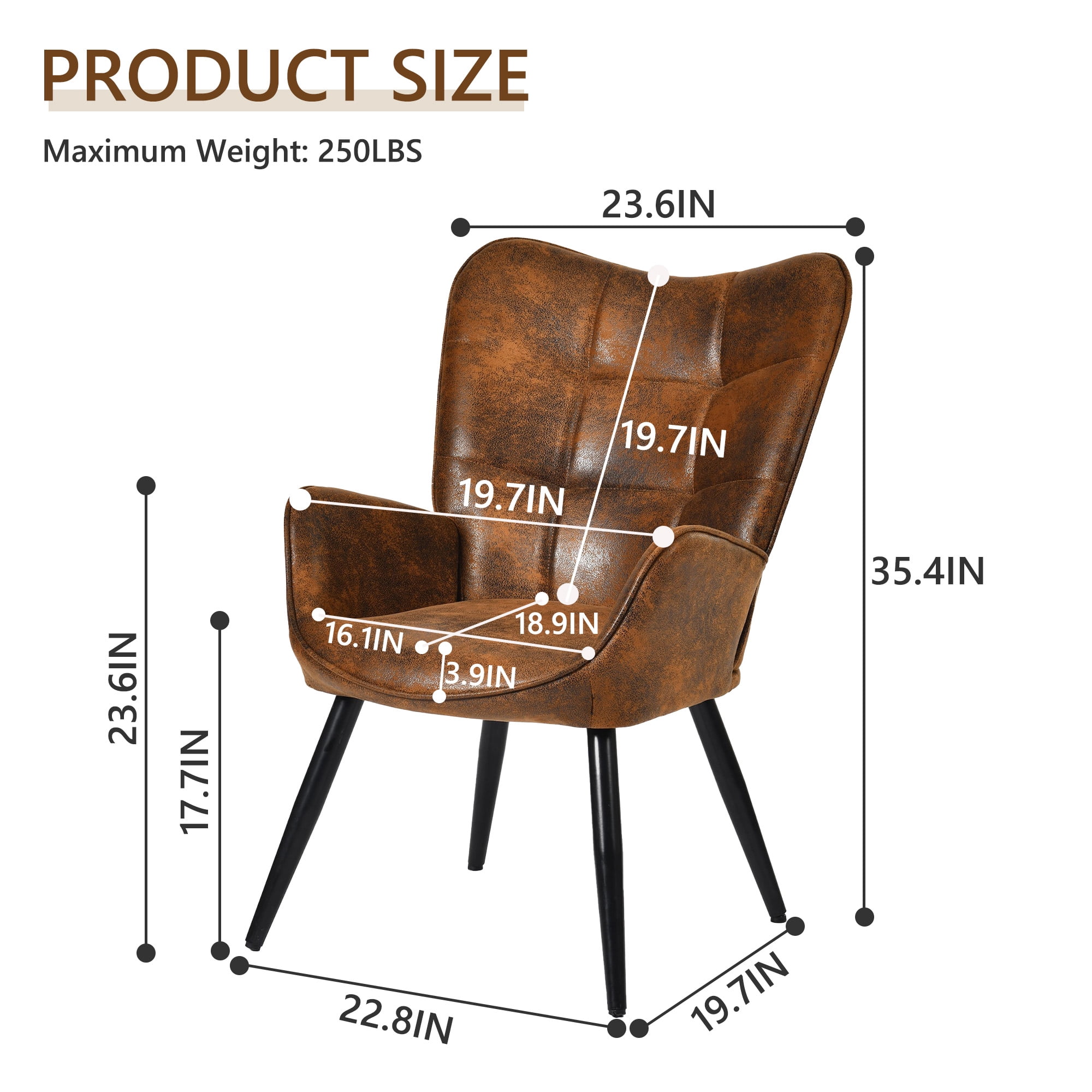 Homy Casa Accent Chair Set of 2 with Armrests, High Back Lounge Chair for Living Room, Bedroom, Vanity