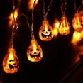 thumbnail image 4 of Guirnalda de luces de calabaza para Halloween: 4,5 m, 30 LED, funciona con pilas, ideal para decorar Halloween (luces naranjas), 4 of 5