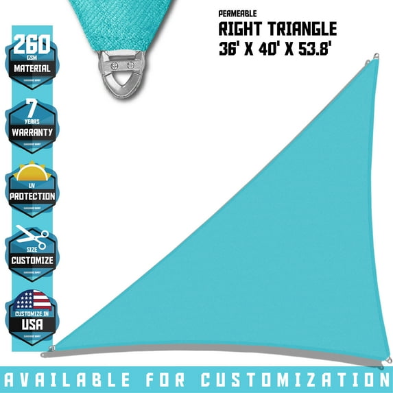 TANG Sunshades Depot A Ring Design Steel Cable Wire Reinforcement 16'x36'x39.4' Right Triangle Sun Shade Sails Beige Heavy Duty Permeable 260GSM UV Block Patio Garden Deck Dock Outdoor Facility