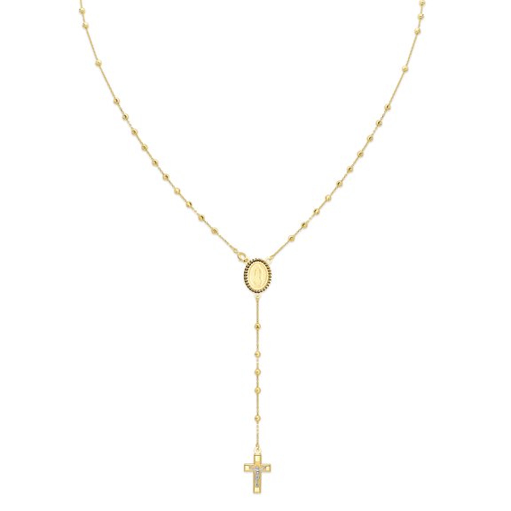 Wellingsale 14k Yellow Gold Polished 2.5mm Beaded Rosary Necklace - 20"