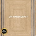 thumbnail image 2 of DN HANDICRAFT Rugs For Bedroom Rectangle Reversible Bohemian Style Scallop Blue, Brown Handmade Reversible Jute Area Rug (3x3 Sq Feet), 2 of 4