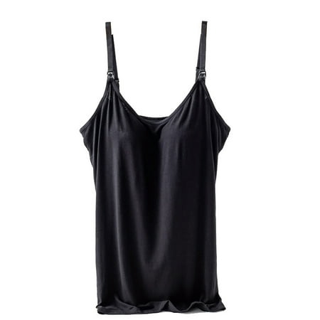 Women Tank Tops Built in Bra Breastfeeding Cami Top Nursing Maternity Cami Vest