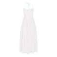 thumbnail image 4 of ClodeEU Women's Cotton V Neck Spaghetti Strap Maxi Dress ,Elegant Casual Long Dress with Backless Lace-Up for Summer White,Womens Plus S, 4 of 6