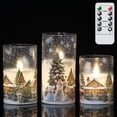 thumbnail image 1 of Velas de cristal sin llama con mando a distancia, diseño de muñeco de nieve, de Lamp Romance, 1 of 7