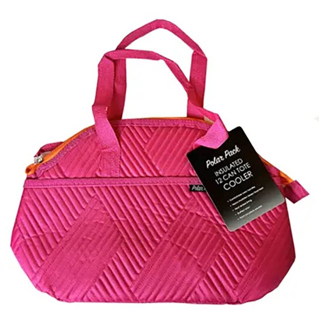 Bolsa térmica térmica Polar Pack de 12 latas, color rosa y naranja