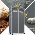 thumbnail image 3 of 79" H Rolling Clothes Rack with Cover 450LBS Heavy Duty Clothing Rack Freestanding Wardrobe Closet with Wheels, Black, 3 of 8