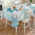 thumbnail image 4 of Turquoise Coastal Rectangle Tablecloth, Sea Turtle Nautical Coral Summer Beach Waterproof & StainResistant Tablecloth, Washable Oil-proof Table Cover for Dining/Party/Wedding/Camping/Buffet 60x120 In, 4 of 9
