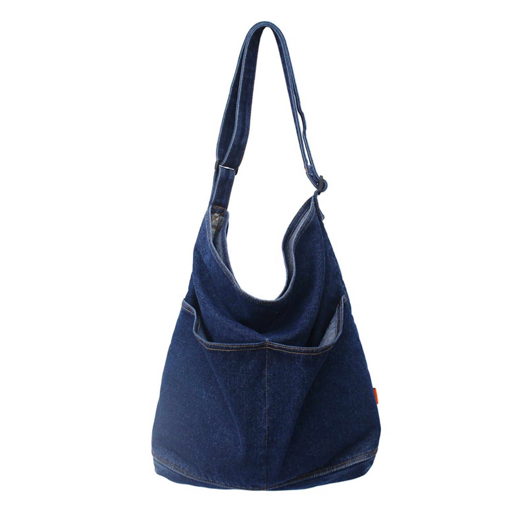 Denim Shoulder Bags for Women Casual Female Handbags Shoppers Eco Bag Large  Capacity Travel Crossbody Bag,Dark blue 