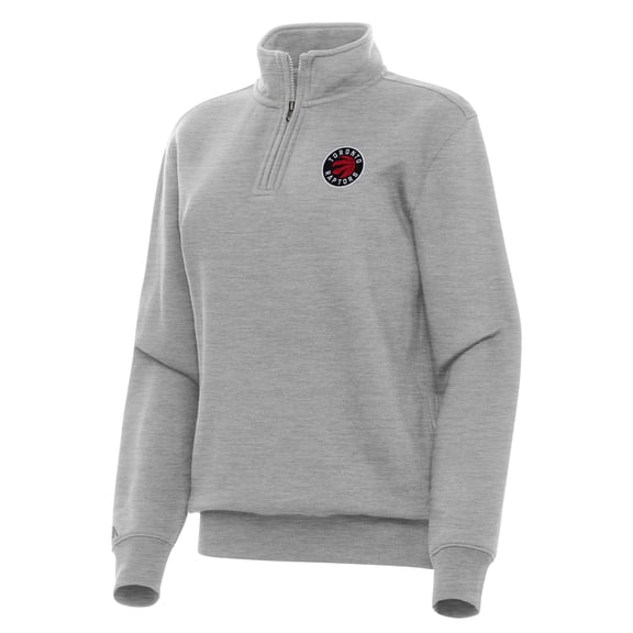 Women's Antigua Heather Gray Toronto Raptors Victory Quarter-Zip Sweatshirt