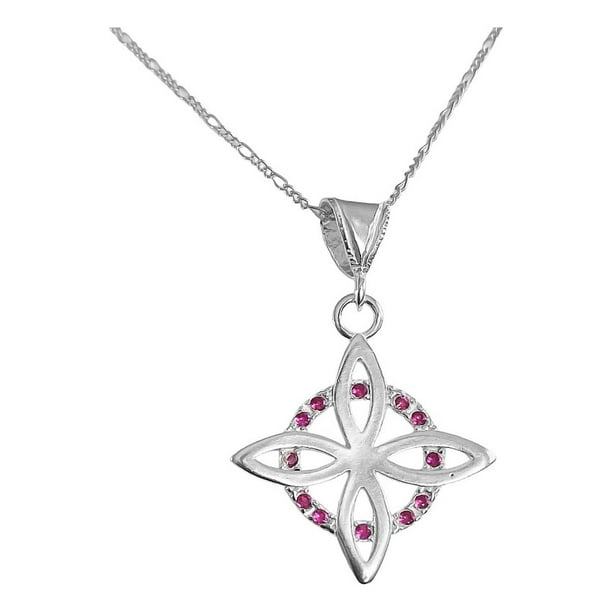 JOYARIS Collar Dije Nudo Bruja Plano Zirconia Flor Estrella Plata925 DM-0000186