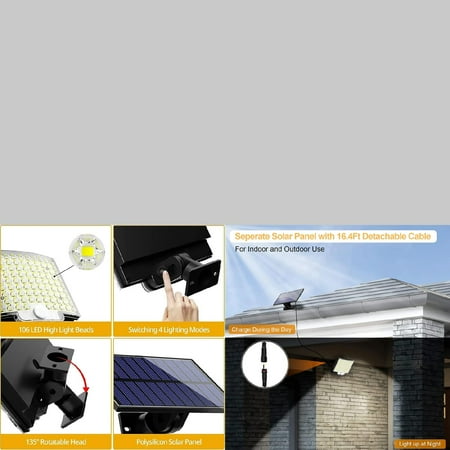 

WAGZOQN Energy Efficient Lighting - Powerful Outdoor Solar Lamp with Remote Control and Motion Sensor - Waterproof LED Floodlight for Garden Yard Wall - 4 Working Modes