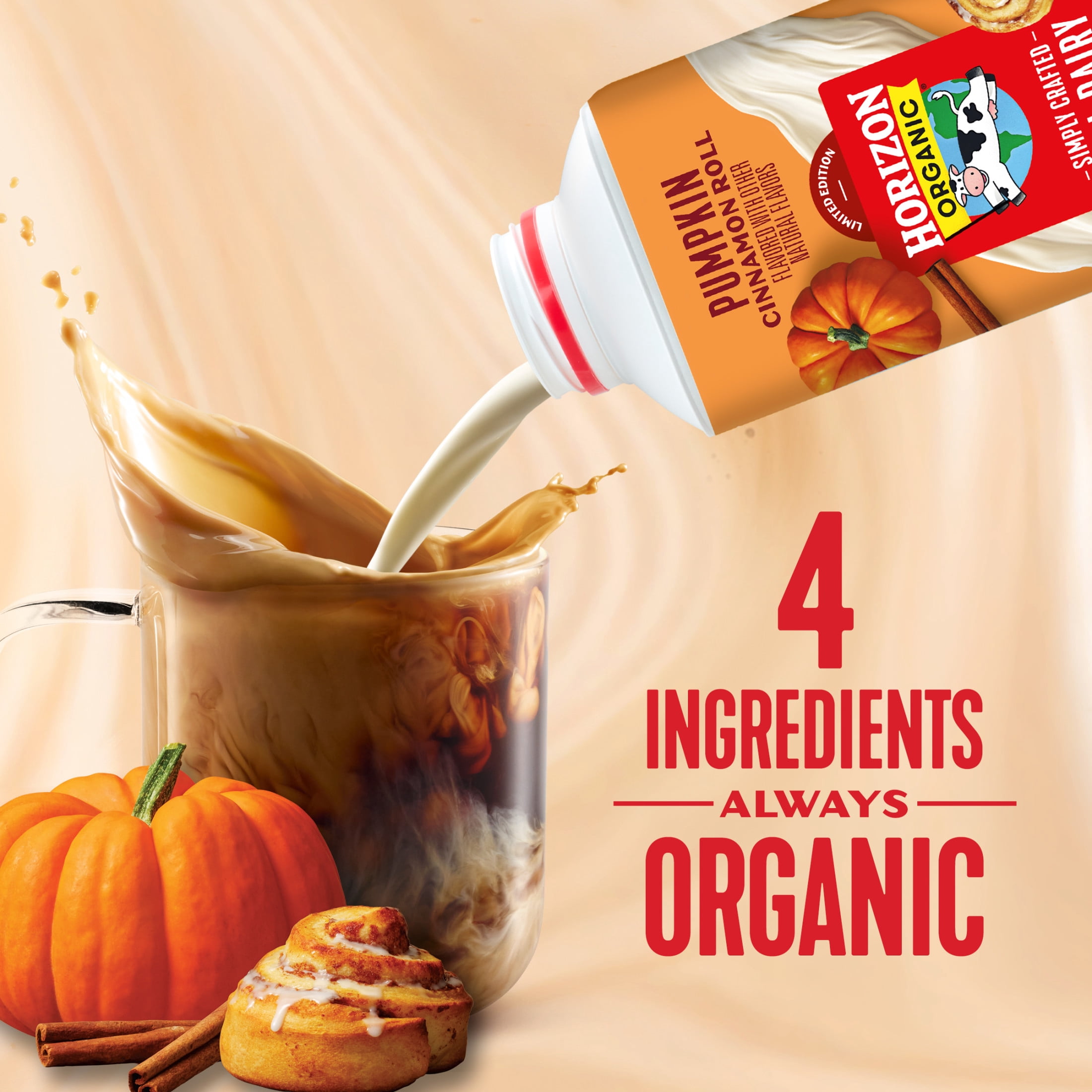 Horizon Organic Real Dairy Pumpkin Cinnamon Roll Coffee Creamer, 24 fl oz