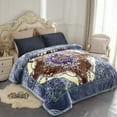 thumbnail image 2 of NC Fleece Bed Blanket Queen Size, 2 Ply Thick Warm Blanket, Blue Floral,79" x 89",5.3lb, 2 of 6