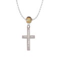 thumbnail image 2 of Delight Jewelry Stainless Steel Joshua 1:9 - Be Strong and Courageous Engraved Cross - Mia Monkey Charm Necklace, 2 of 4
