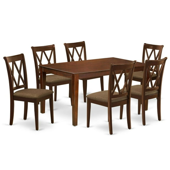 East West Furniture Dining Room Set Mahogany, CACL7-MAH-C